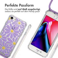 imoshion Design Hülle mit Band Apple iPhone SE (2022 / 2020) / 8 / 7 - Tropical Violet Flowers Connect
