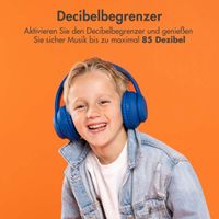 imoshion Kids LED Light Bluetooth-Kopfhörer - Kinderkopfhörer - Kabelloser Köpfhorer mit Dezibelbegrenzer + AUX-Kabel - Cobalt Blue