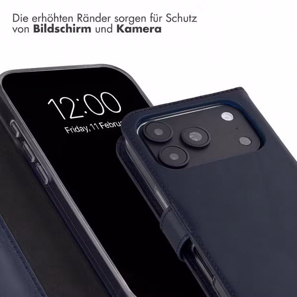 Selencia Echtleder Klapphülle Apple iPhone 18 Pro Max / 17 Pro Max - Blau