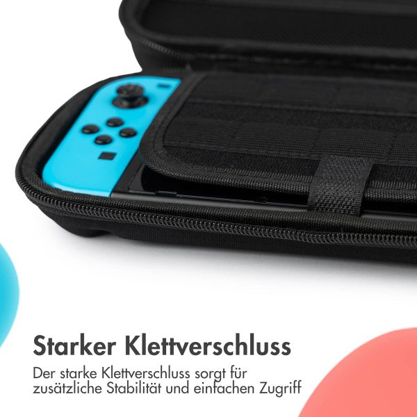 imoshion Schale Nintendo Switch mit Reißverschlusstasche - Hülle Nintendo Switch (OLED) mit Griff - Schwarz