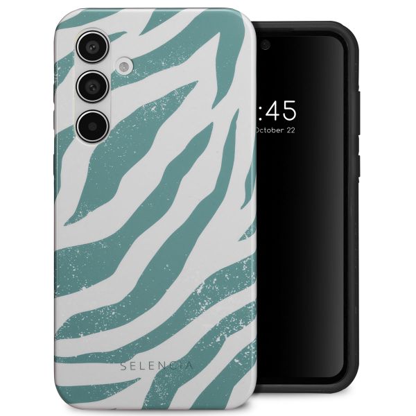 Selencia Vivid Tough Back Cover für das Samsung Galaxy A55 - Colorful Zebra Pine Blue