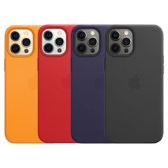 Apple 4 Pack Leder-Case MagSafe iPhone 12 Pro Max - California Poppy + Red + Deep Violet + Black
