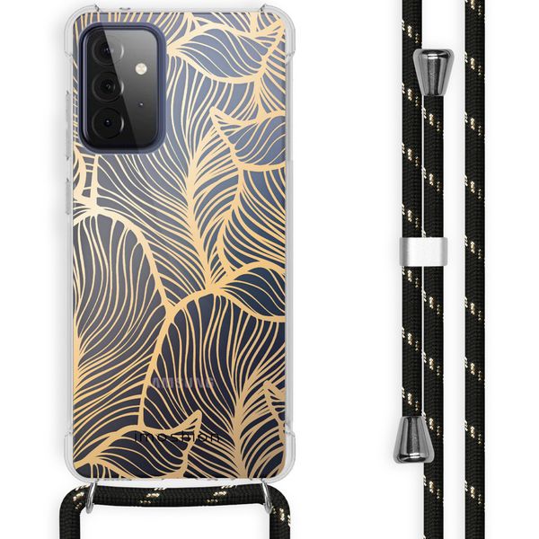 imoshion Design Hülle mit Band für das Samsung Galaxy A72 - Golden Leaves / Transperent