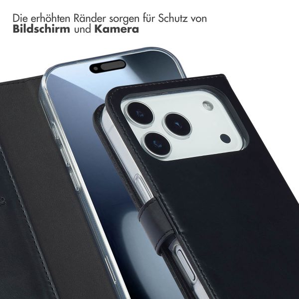 Selencia Echtleder Klapphülle Apple iPhone 17 Pro - Schwarz