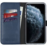 Selencia Echtleder Klapphülle Blau für iPhone 11 Pro Max