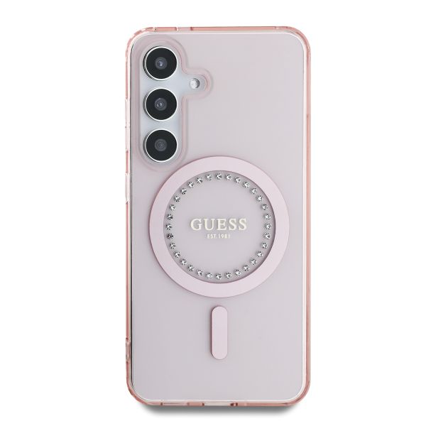 Guess MagSafe IML Strass Hülle Samsung Galaxy S25 - Rosa