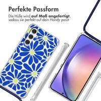imoshion Design Hülle mit Band Samsung Galaxy A54 (5G) - Cobalt Blue Flowers Connect