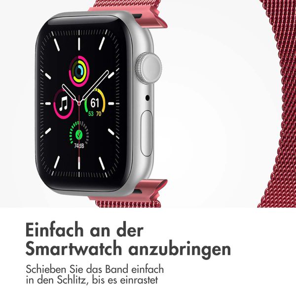 imoshion Magnetisches Milanaise Armband für das  Apple Watch Series 1 - 9 / SE (38/40/41 mm) | Series 10 / 11 (42 mm) - Größe S - Rot