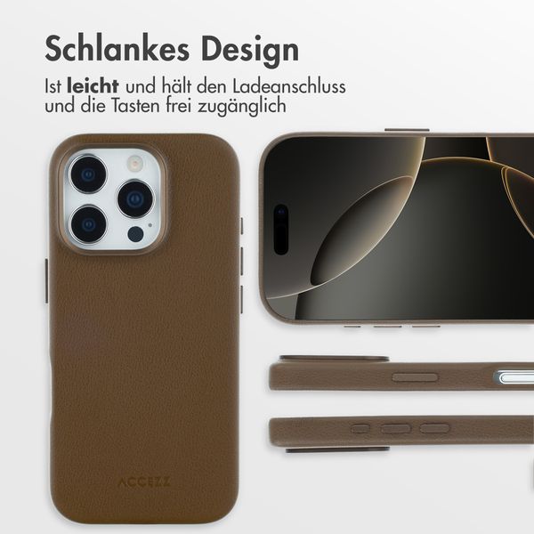 Accezz MagSafe Leather Backcover Apple iPhone 16 Pro - Kaffeebraun