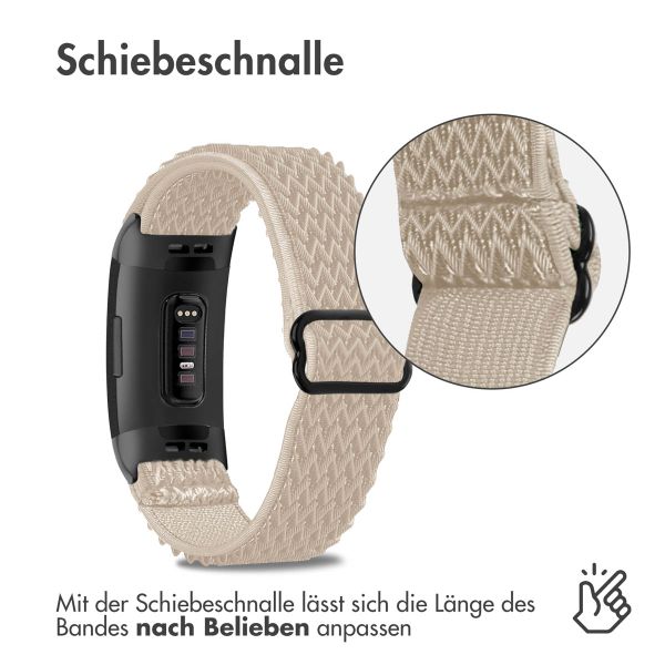 imoshion Elastische Nylonarmband für das Fitbit Charge 3 / 4 - Beige