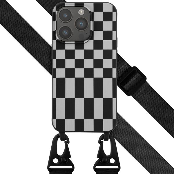 Selencia Silikonhülle design mit abnehmbarem Band für das iPhone 14 Pro - Irregular Check Black