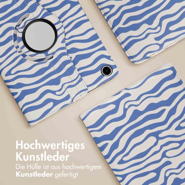 imoshion 360° drehbare Design Klapphülle Samsung Galaxy Tab A9 Plus - White Blue Stripes