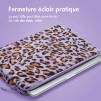 imoshion Fluffy Laptop Hülle 15-16 Zoll - Laptop Sleeve - Leopard Lilac