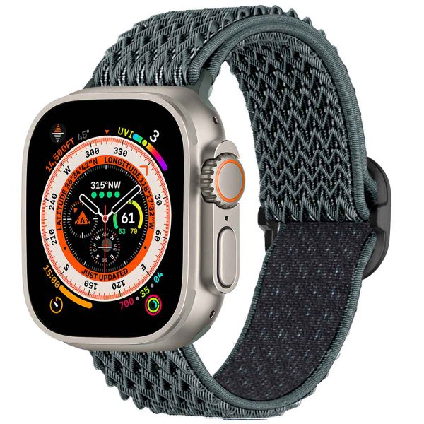 imoshion Elastische Nylonarmband für das Apple Watch Series 1-10 / SE / Ultra (2) - 42/44/45/46/49 mm - Dunkelgrau