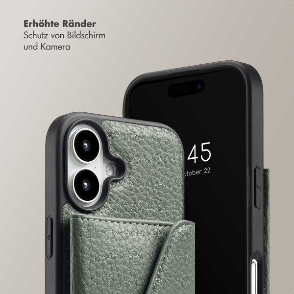 Selencia Sera Kordel-Hulle mit Kartenhalter-Umschlag für das iPhone 16 - Sage Green