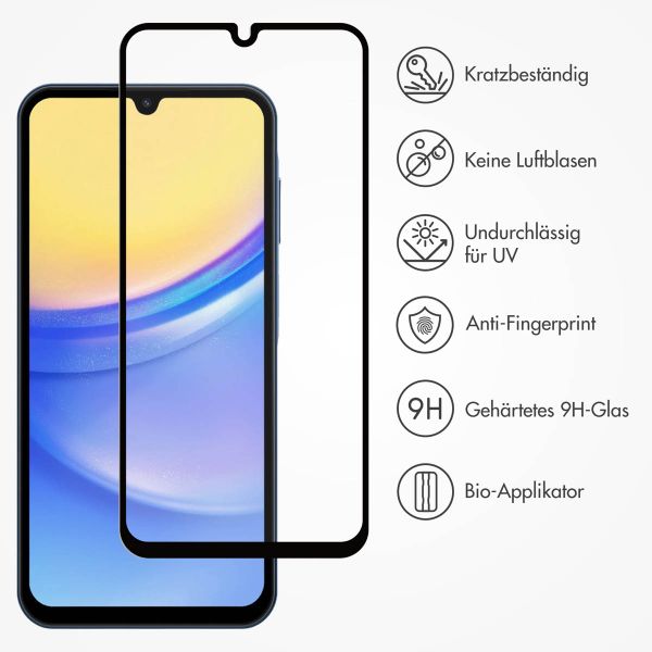 Accezz Vollflächige Schutzfolie aus gehärtetem Glas mit Applikator Samsung Galaxy A15 (5G/4G)