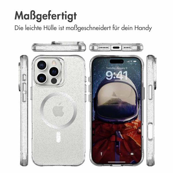 imoshion Klare Glitter Backcover mit MagSafe Apple iPhone 16 Pro - Silber