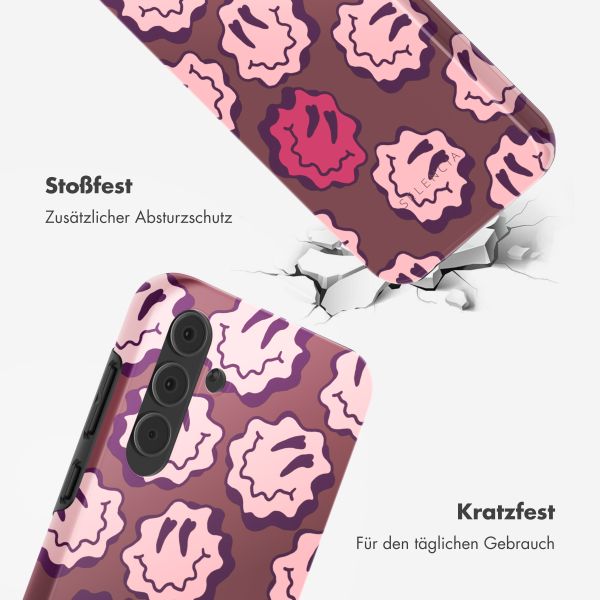 Selencia Vivid Back Cover Samsung Galaxy A55 - Wavy Smiley Pink