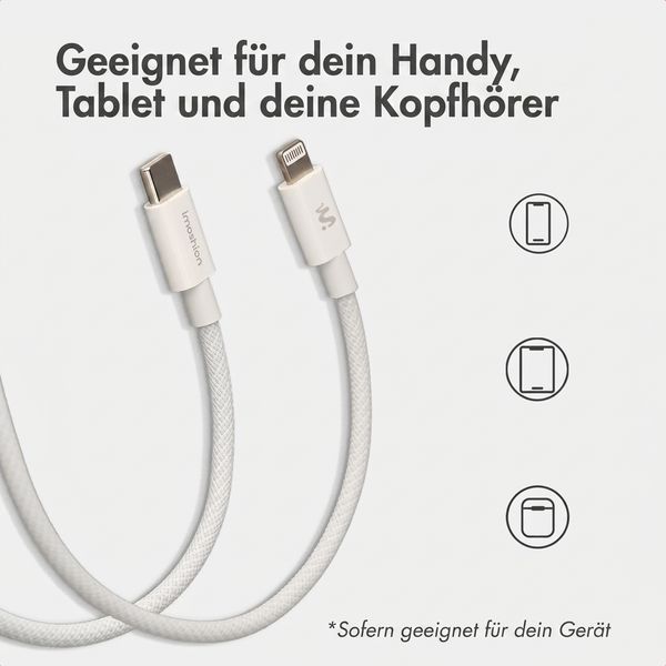 imoshion Braided USB-C-zu-Lightning-Kabel 30 W - 2 Meter - Weiß