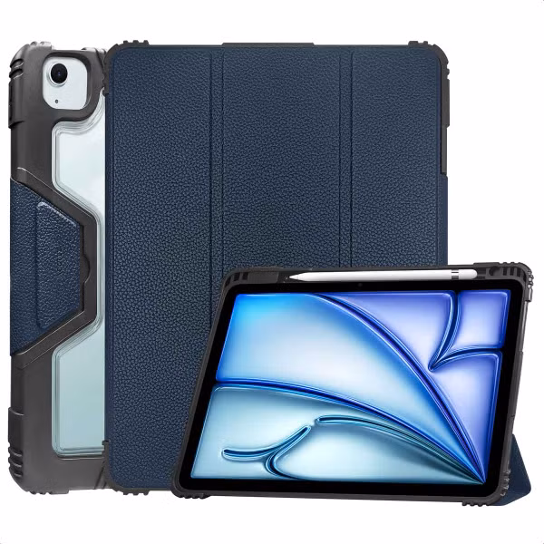 Accezz Rugged Trifold Klapphülle Apple iPad Air 11 Zoll (2025) M3 / (2024) M2 / Air 5 (2022) / Air 4 (2020) - Dunkelblau