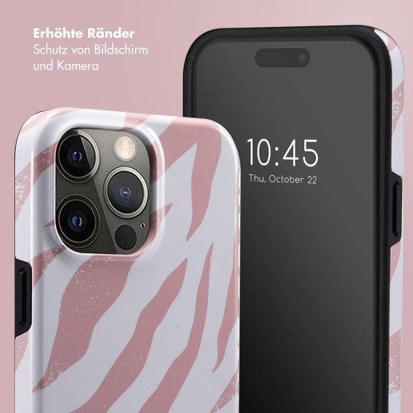 Selencia Vivid Tough Back Cover für das iPhone 15 Pro Max - Colorful Zebra Old Pink