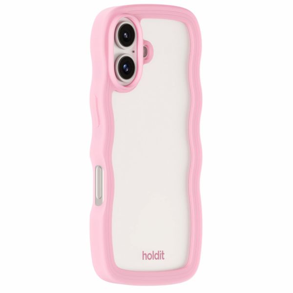 Holdit Wavy Case für das iPhone 16 - Pink / Transparent