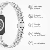 Selencia Jubilee inspiriertes schmales Edelstahlarmband für Apple Watch Series 1 t/m 9 / SE (38/40/41 mm) | Series 10 / 11 (42 mm) - Silber