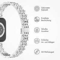 Selencia Jubilee inspiriertes schmales Edelstahlarmband für die Apple Watch Series 1 bis 9 / SE (38/40/41 mm) | Series 10 (42 mm) - Silber