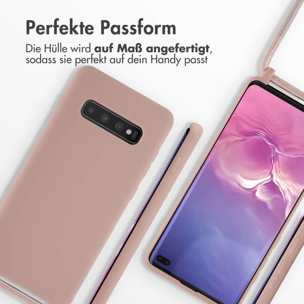 imoshion Silikonhülle mit Band für das Samsung Galaxy S10 Plus - Sand Pink