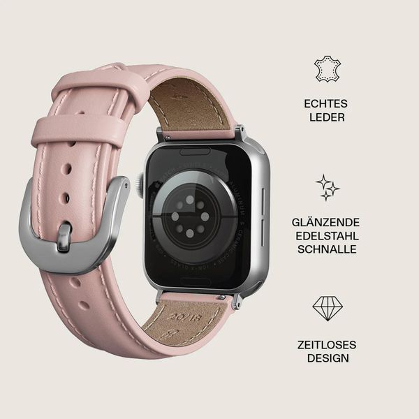 Burga Armband aus echtem Leder für Apple Watch | 38/40/41/42 mm - Pillow Talk / Silver