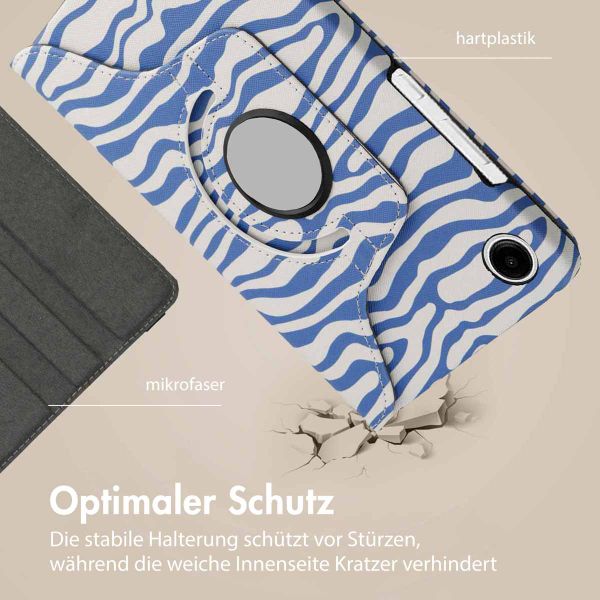 imoshion 360° drehbare Design Klapphülle Samsung Galaxy Tab A9 Plus - White Blue Stripes