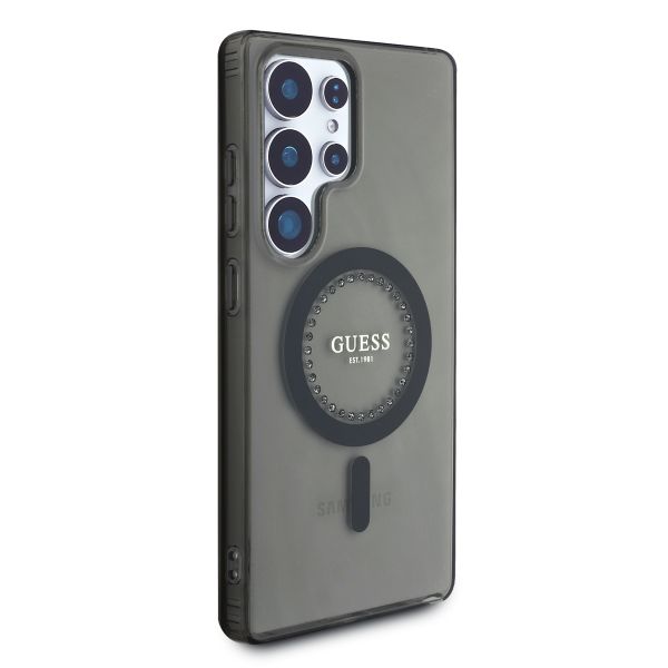 Guess MagSafe IML Strass Hülle Samsung Galaxy S25 Ultra - Schwarz
