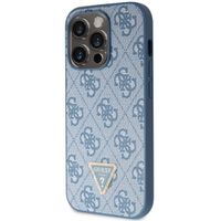 Guess 4G Logo Triangle Strass Back Cover für das iPhone 15 Pro - Blau