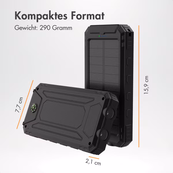 imoshion Solar Powerbank mit Solarpanel – Schnellaufladung und Stromversorgung – 10.000 mAh – Schwarz