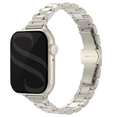 Selencia Slim Stahlgliederarmband für die Apple Watch Series 1 bis 9 / SE (38/40/41 mm) | Series 10 (42 mm) - Starlight