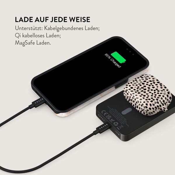 Burga Magnetische Powerbank 5.000 mAh - Geeignet für MagSafe und Qi2 - Mandel-Latte / Gunmetal