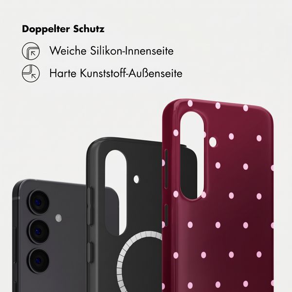 Selencia Vivid Rückabdeckung mit MagSafe Samsung Galaxy S24 - Happy Dots Burgundy