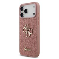 Guess 4G Metal Logo Back Cover mit Glitter Apple iPhone 17 Pro - Rosa