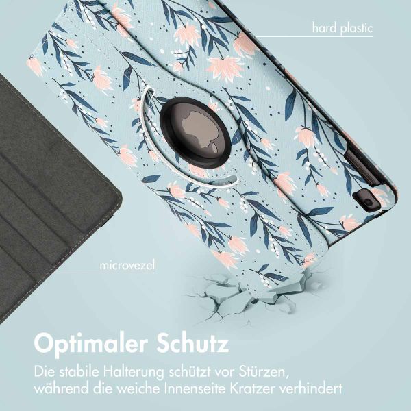 imoshion 360° drehbare Design Klapphülle Apple iPad 9 (2021) 10.2 Zoll / iPad 8 (2020) 10.2 Zoll / iPad 7 (2019) 10.2 Zoll - Flowers