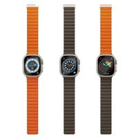 Uniq Revix Premium Edition doppelseitiges Armband für die Apple Watch Series 1 bis 10 / SE / Ultra (2) (44/45/46/49 mm) - Khaki/Safranorange