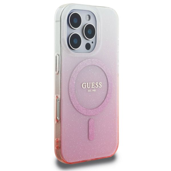 Guess MagSafe IML Glitter Gradient Case für das iPhone 16 Pro Max - Pink