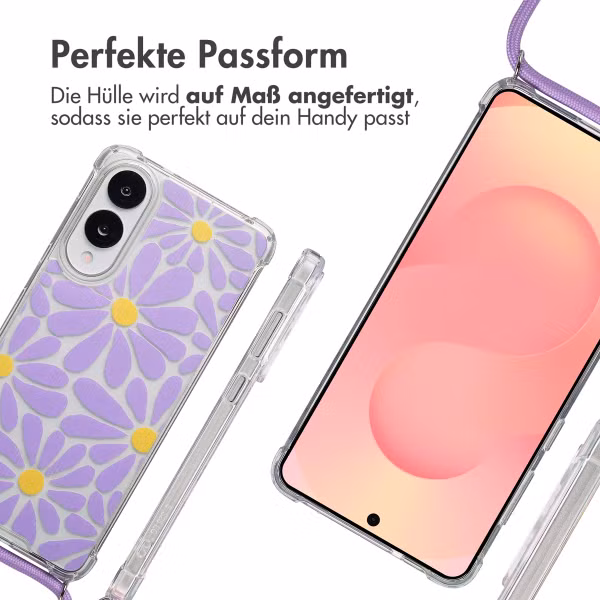 imoshion Design Hülle mit Band Samsung Galaxy S25 Edge - Tropical Violet Flowers Connect