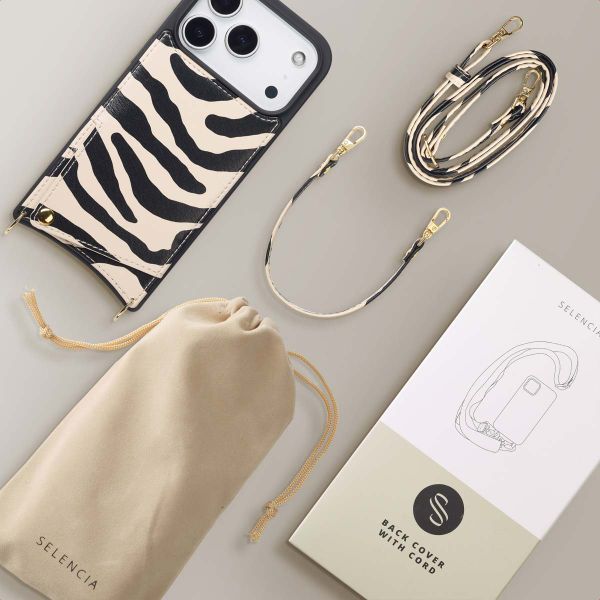 Selencia Nova HandyHülle mit Kordel und Kartenhalter Apple iPhone 17 Pro Max - Zazzy Zebra