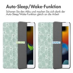 imoshion Design Trifold Klaphülle Apple iPad 9 (2021) 10.2 Zoll / iPad 8 (2020) 10.2 Zoll / iPad 7 (2019) 10.2 Zoll - Botanica