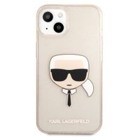 Karl Lagerfeld Karl's Head Silikonhülle Glitter für das iPhone 13 Mini - Transparent Gold