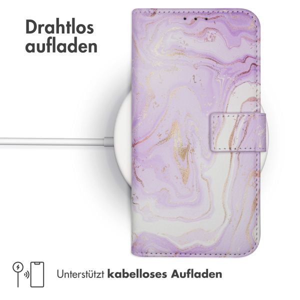 imoshion Design Klapphülle für das Samsung Galaxy S25 - Purple Marble