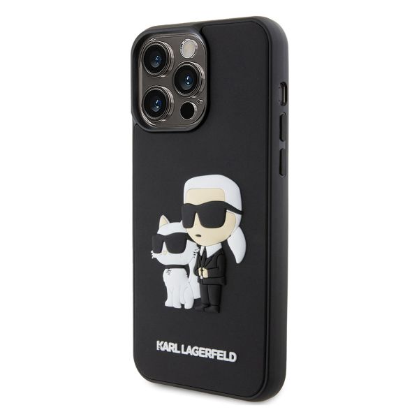 Karl Lagerfeld Karl & Choupette 3D Rubber Hardcase Backcover für das Apple iPhone 15 Pro Max - Schwarz