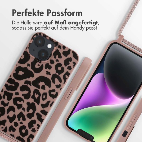 imoshion Silikonhülle design mit Band für das iPhone 14 - Animal Pink