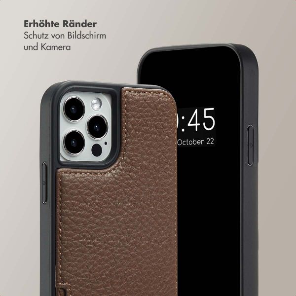 Selencia Nova HandyHülle mit Kordel und Kartenhalter Apple iPhone 15 - Mocha Brown