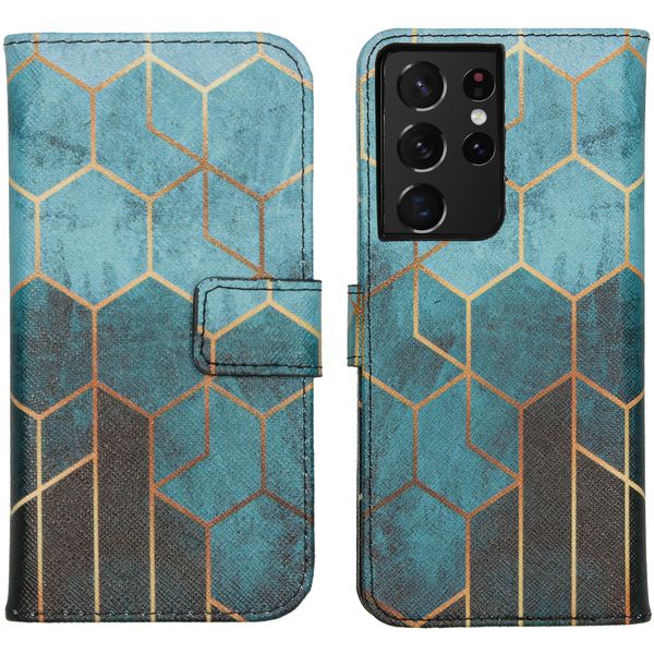 imoshion Design TPU Klapphülle Galaxy S21 Ultra - Green Honeycomb